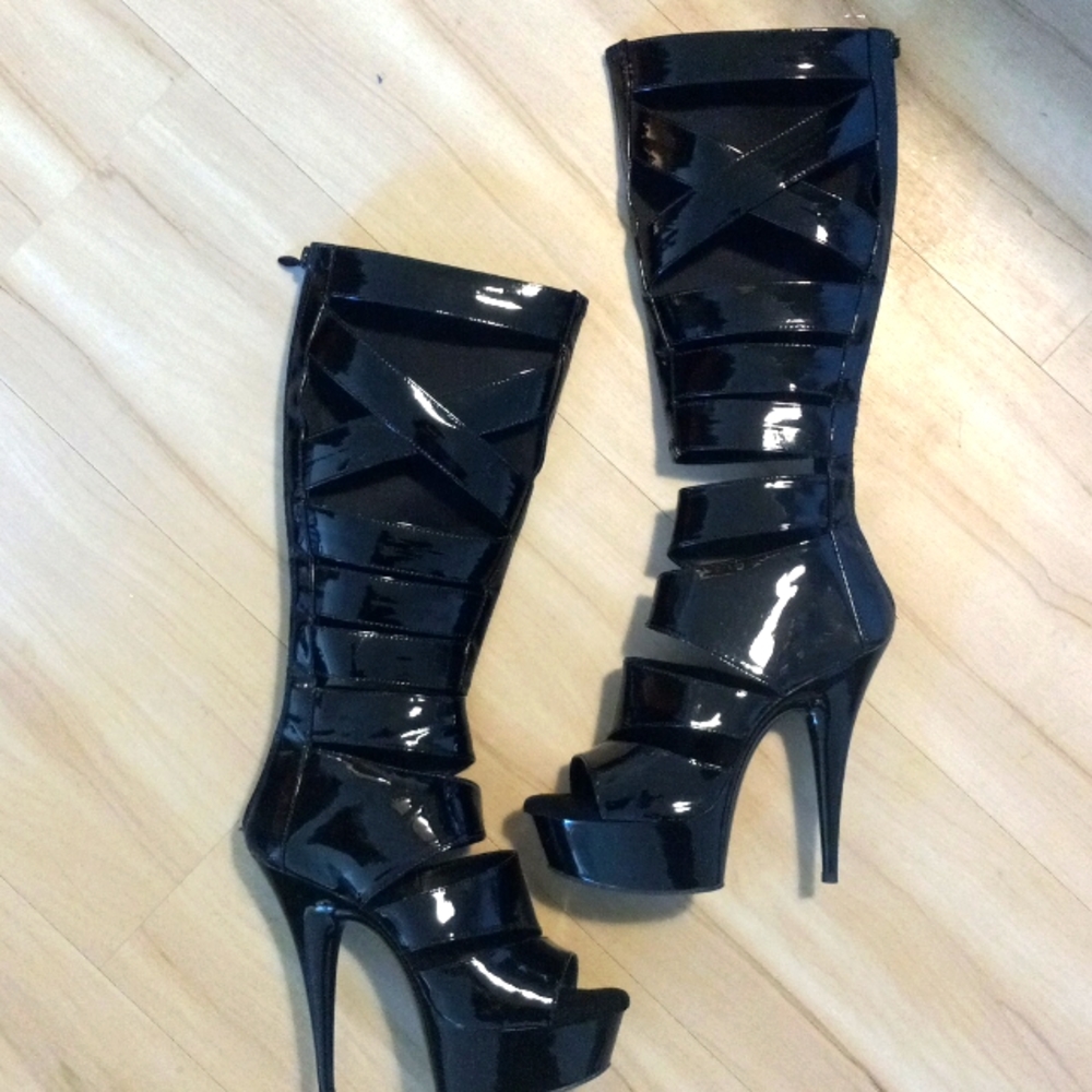Pleaser Cut-out Gladiator Stiletto Boots